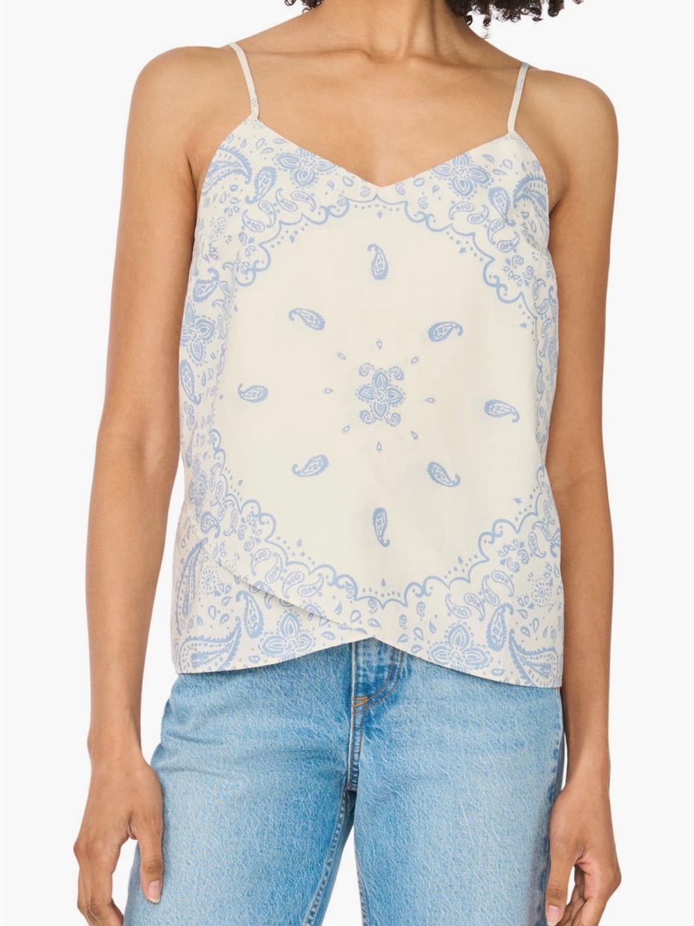 Parker Paisley Bandana Print Spaghetti Strap Camisole - White and Light Blue 6